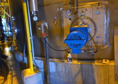 Agitator motor and controls on a stainless steel product tank at the Elizabeth Seaport tank farm